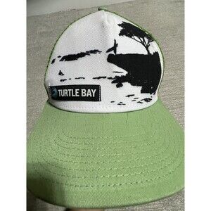 Turtle Bay Hat Adjustable Green Cap Adult Green And White SnapBack